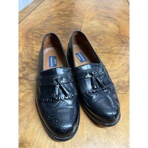 BOSTONIAN CLASSIC Men’s 10 W Black Leather Tassel Slip On Loafers Dress Shoes